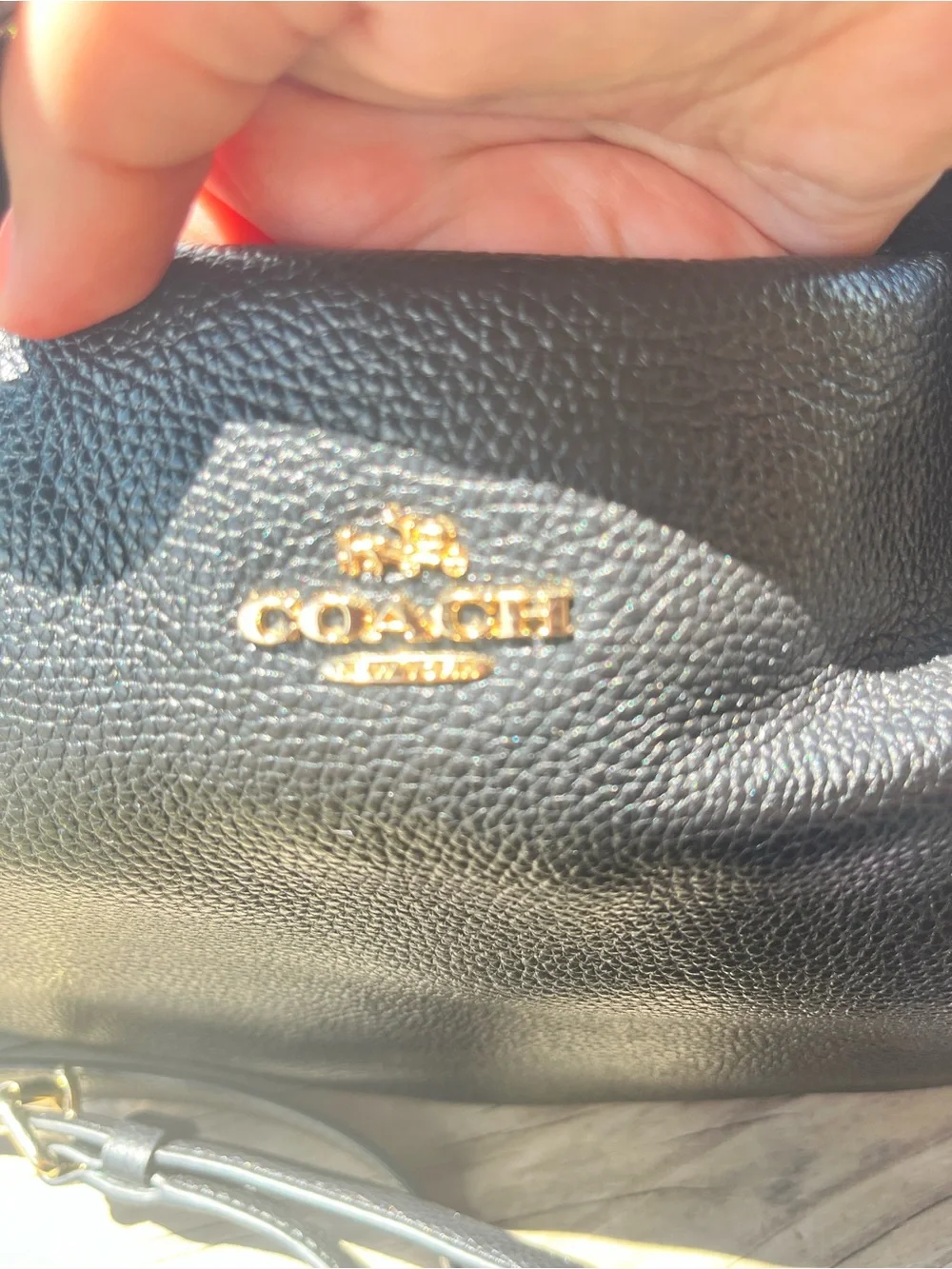 Coach Harley East West Hobo Bag Black Pebbled Leather Crossbody Shoulder Purse